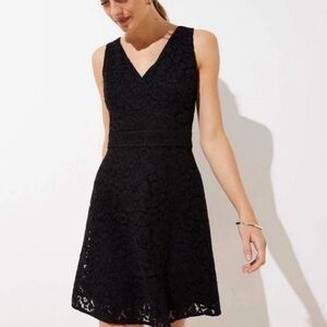 Ann Taylor LOFT Sleeveless V-Neck/V-Back Lace Wrap Dress Size 6 Black Color
